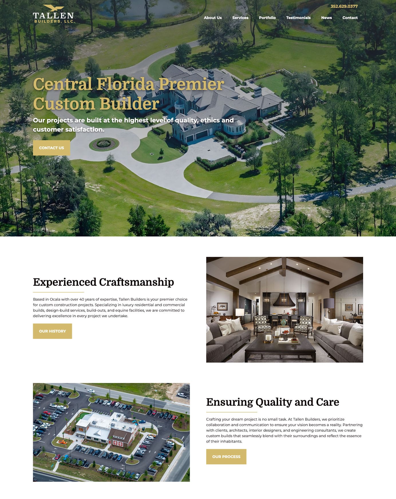 This is an image of a website design by Graphicten for their construction client Tallen Builders located in Ocala Florida.