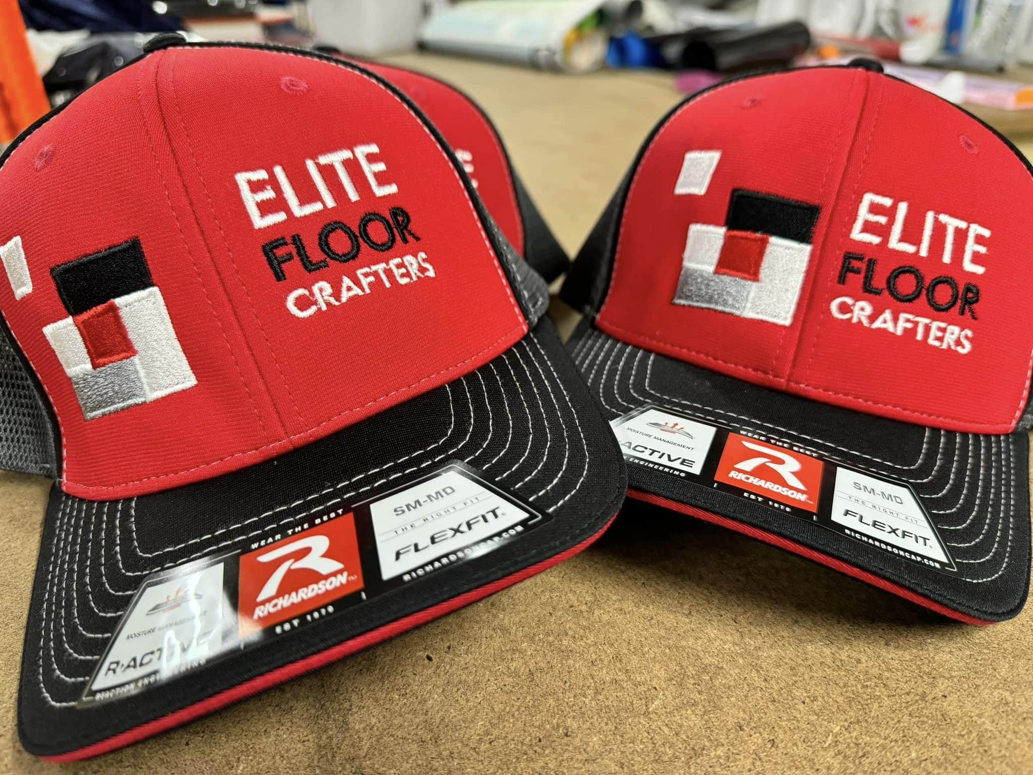 Embroidered hats for an Ocala flooring company.