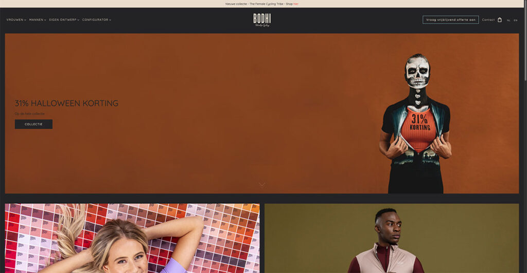Screenshot of Bodhi Cycling, a modular, grid-based web design.