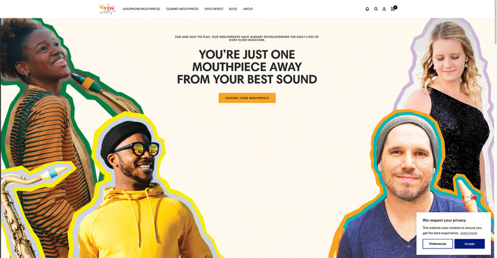 A screenshot of Syos. A website that uses a popup and AI to quiz users to help them find the right products.