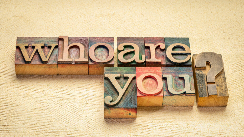 blocks with words who you are as part of a brand identity